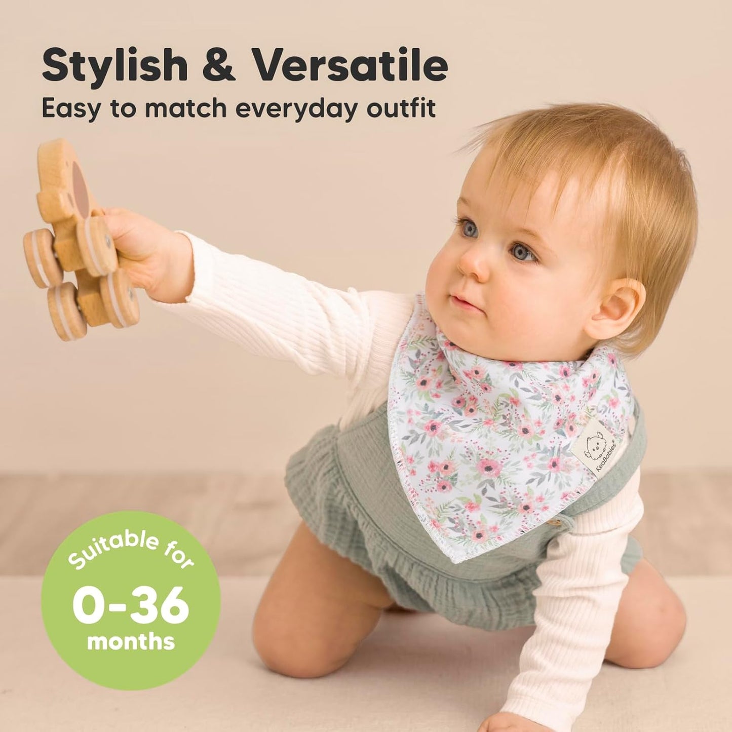 8-Pack Organic Baby Bandana Bibs for Girls - Super Absorbent Triangle Baby Bibs for Drooling and Teething Infant, 100% Cotton Extra Soft for Newborn, Infant 0-36 Months (Flourish)