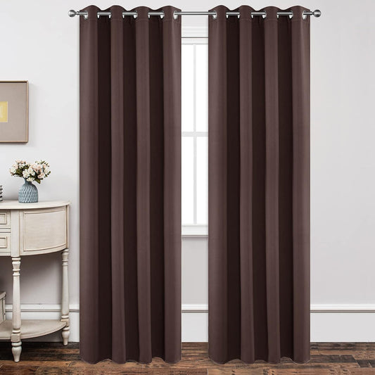 Joydeco Blackout Curtains 95 Inch Length 2 Panels Set, Thermal Insulated Long Curtains& Drapes 2 Burg, Room Darkening Grommet Drapes for Living Room Bedroom Window (W52 x L95 Inch, Chocolate)