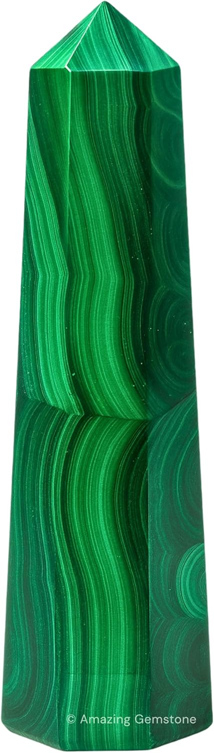 Amazing Gemstone Malachite Crystal Towers ~ Natural Healing Crystal Point Obelisk for Reiki Healing and Crystal Grid (2" to 3" INCH)