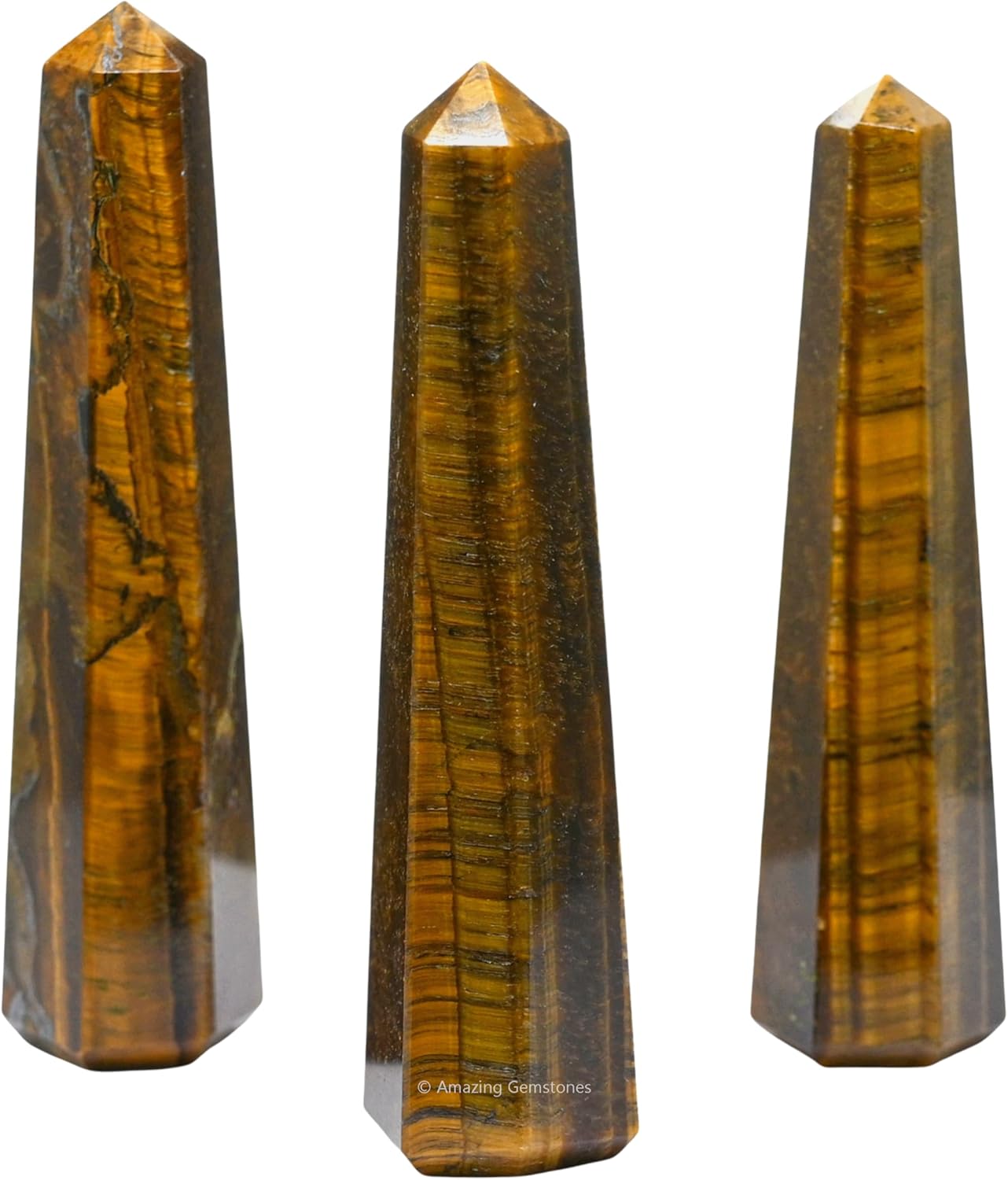Amazing Gemstone Tigers Eye Crystal Towers ~ Natural Healing Crystal Point Obelisk for Reiki Healing and Crystal Grid (2 to 3 INCH)