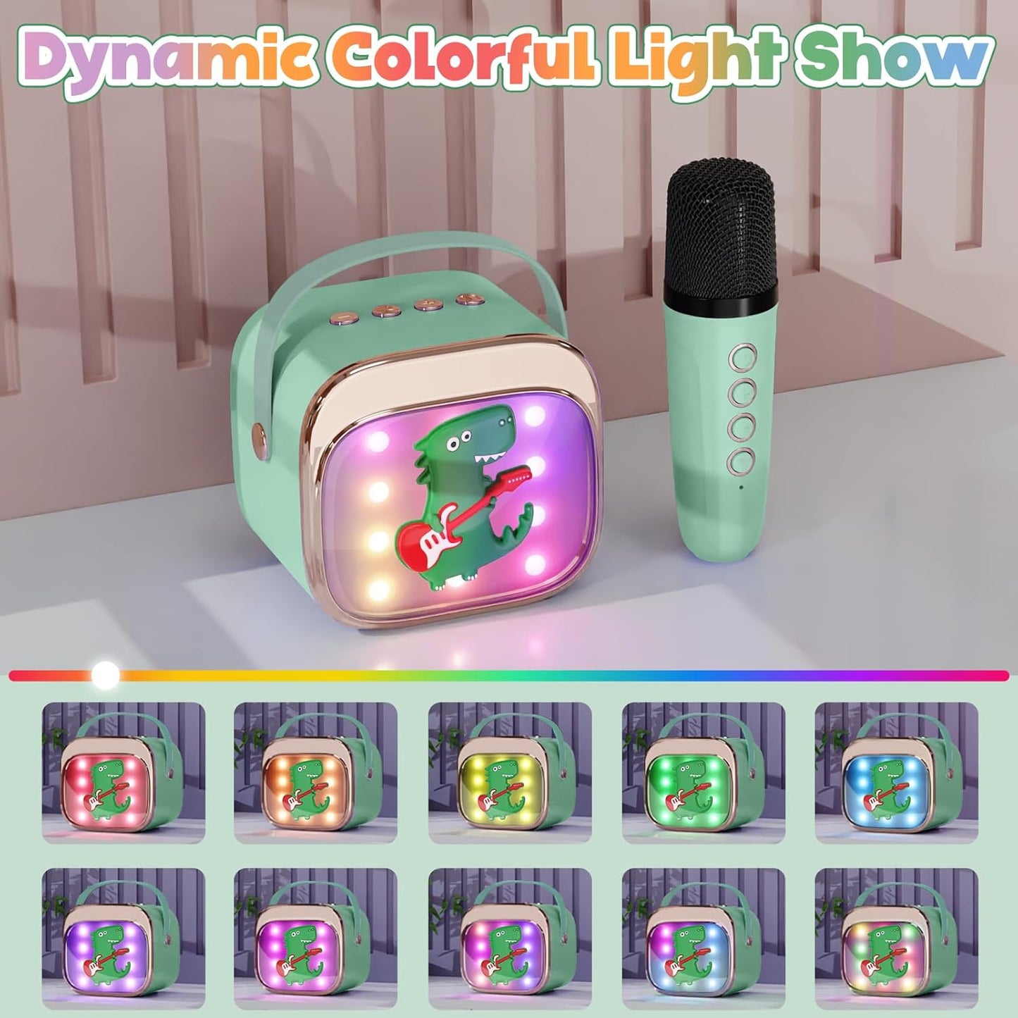 FLUESTON Mini Karaoke Machine for Kids Adults, Portable Bluetooth Speaker with 2 Wireless Microphones, Birthday Kids Gifts Toys for Girls Ages 3, 4, 5, 6, 7, 8, 9,10,11,12+ Years Old