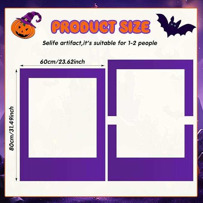 32 x 24 Inch Large Blank DIY Photo Booth Props Picture Frame Party Frame DIY Photo Booth Props Selfie for Birthday, Graduation, Christmas Holiday Party(Purple,Halloween)