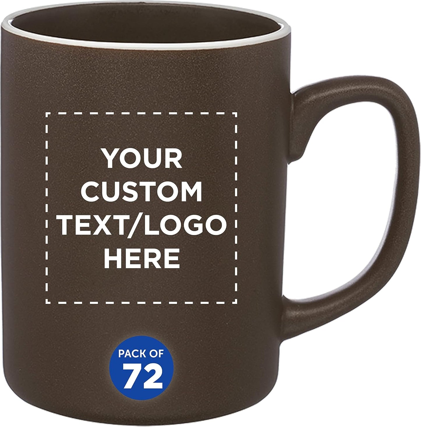 Custom El Grande Matte Ceramic Mugs 20 oz. Set of 72, Personalized Bulk Pack - Perfect for Tea, Espresso, Cappuccino, Hot Cocoa - Dark Brown