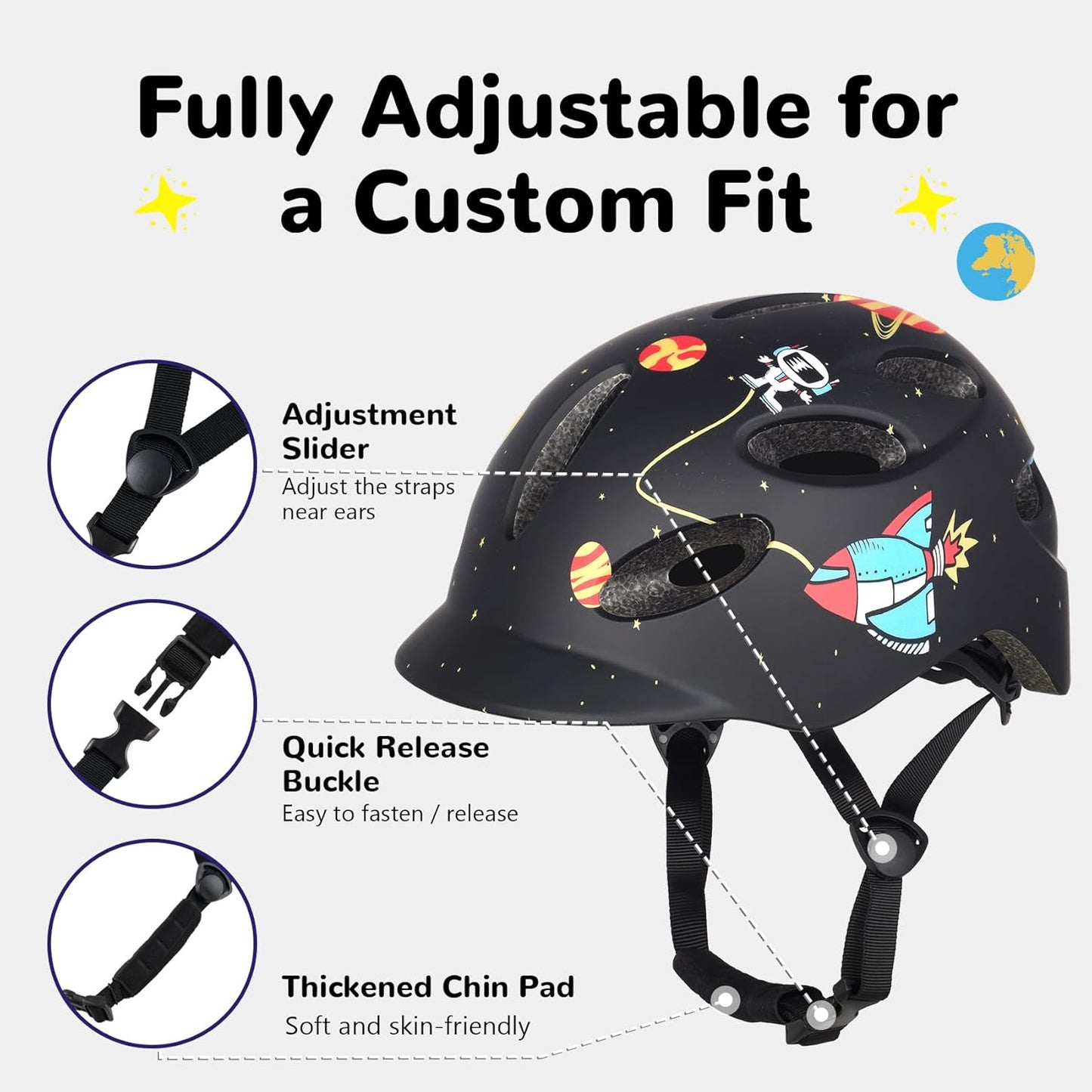 Kids/Youth Bike Helmet for Boys Girls and Teens, Adjustable and Multi-Sport for Bicycle, Kick Scooter, Skateboard, Roller/Inline Skate