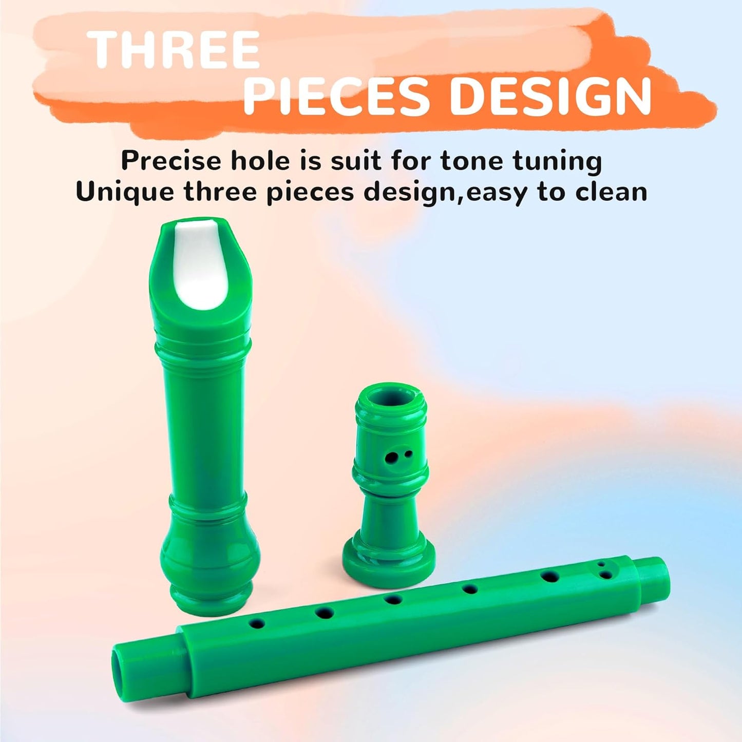 8-Hole Soprano Descant Recorder Baroque Style Kids Music Flute with Cleaning Rod & Case Bag for School Student Home Entertainment - Green