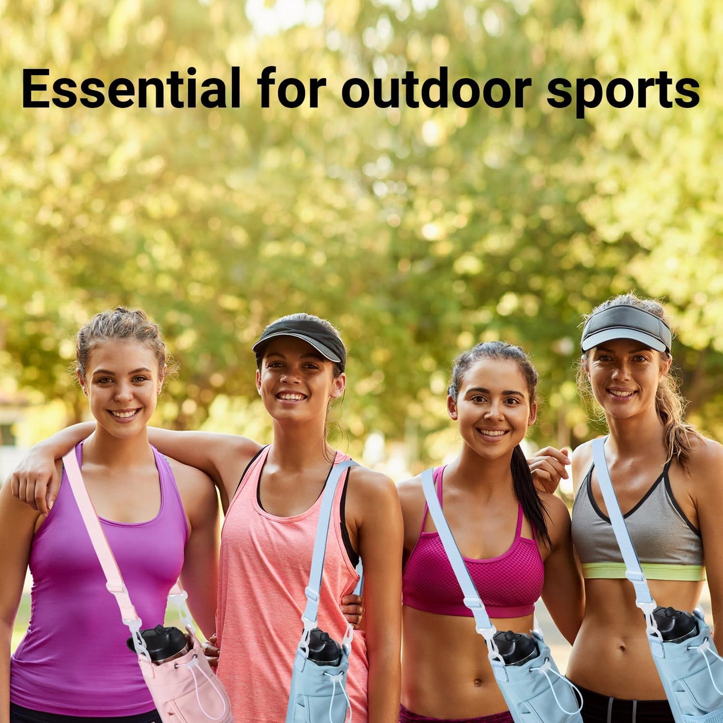 RRegeny【NEW STYLE Water Bottle Holder Crossbody Bag with Shoulder Strap, Leakproof Water Bottle Carrier for Hydro Flask16-40oz, Hands-Free Fitness Bag with Zipper Pockets for Hiking Travel Gym