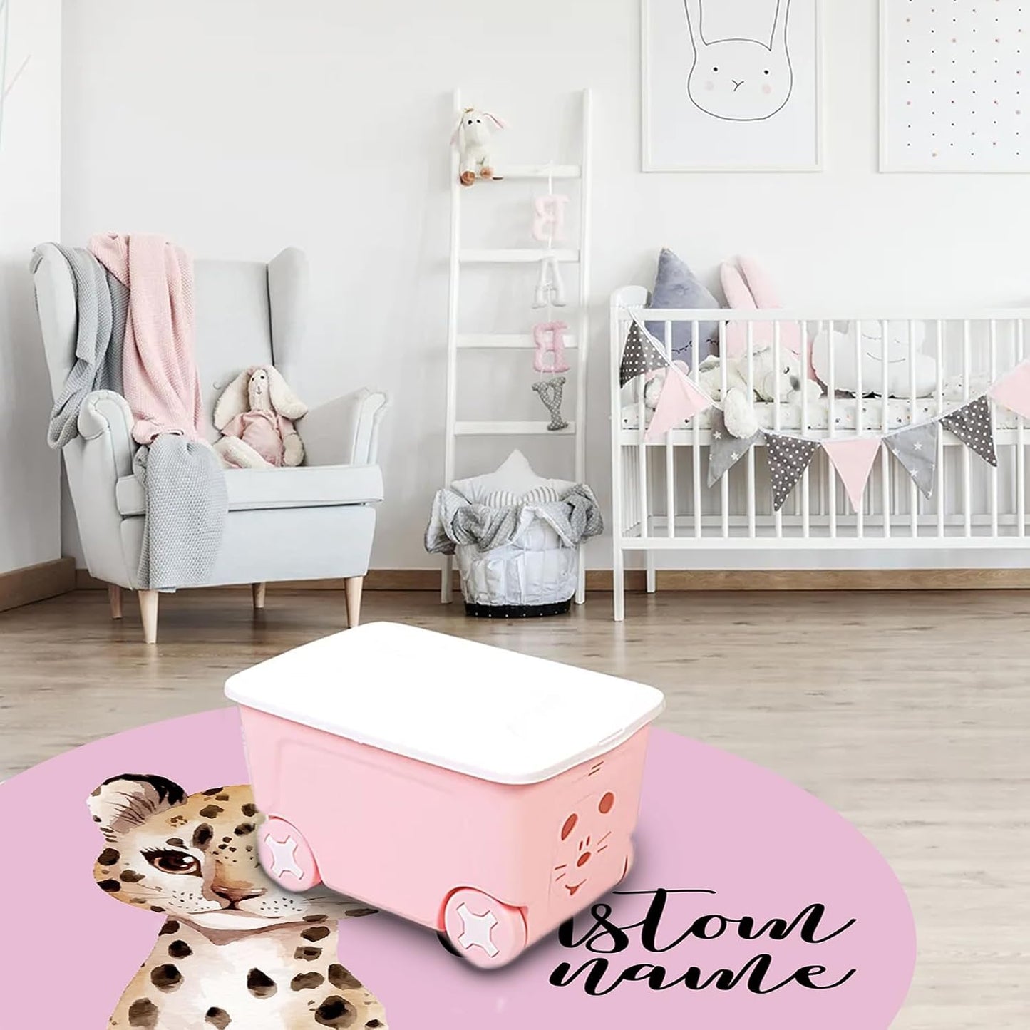 Custom Nursery Crib Bedding Set: Personalized Name 4 Piece Pink Leopard Elephant Design Baby Crib Sets for Girls - Toddler Double Layer Blanket Set, Comfortable Crib Bed Sheets for Baby Toddlers