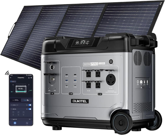 OUKITEL 5120Wh Large Capacity Solar Generator,Portable Power Station P5000 Pro With 400W Solar Panel, 5x3600W AC Output (5000W Surge),1000W MPPT Solar for Emergency, Home Backup, RV, Camping