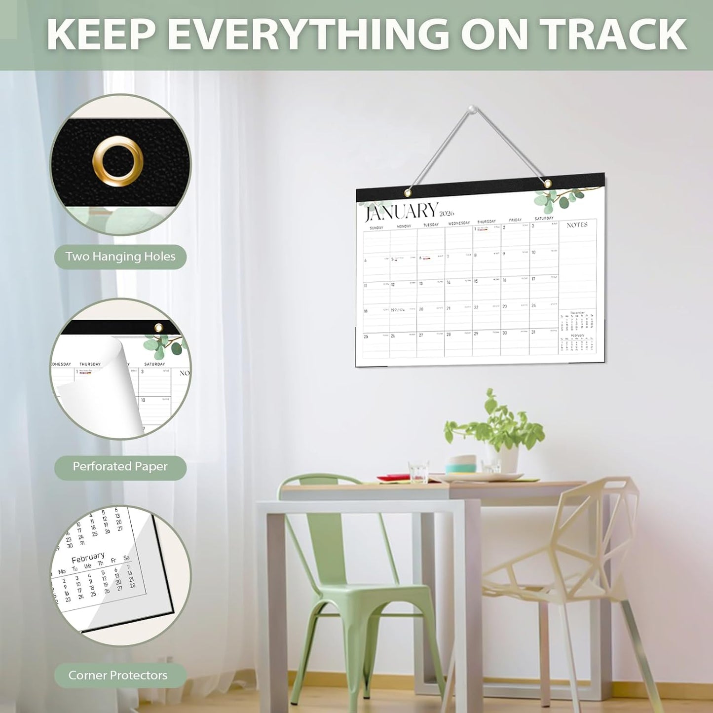 Desk Calendar 2025-2026, 18 Months (July 2025 to December 2026) - Large Size 17" x 12" Desktop/Wall Monthly Calendar with To Do List, Personal Desk Calendar Planner for Home, School, Office - Leaf