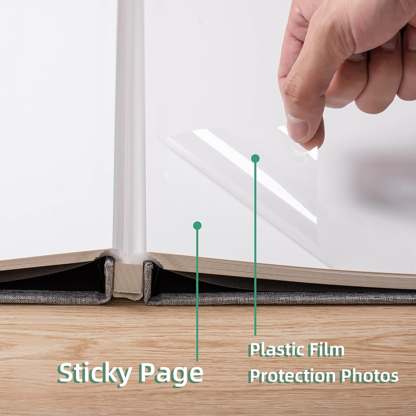 Large Photo Album Self Adhesive Scrapbook Album for 4×6 8×10 Pictures DIY Magnetic Linen Cover Album 60 Pages for Family Wedding Gifts with Metal Pen and Plastic Board