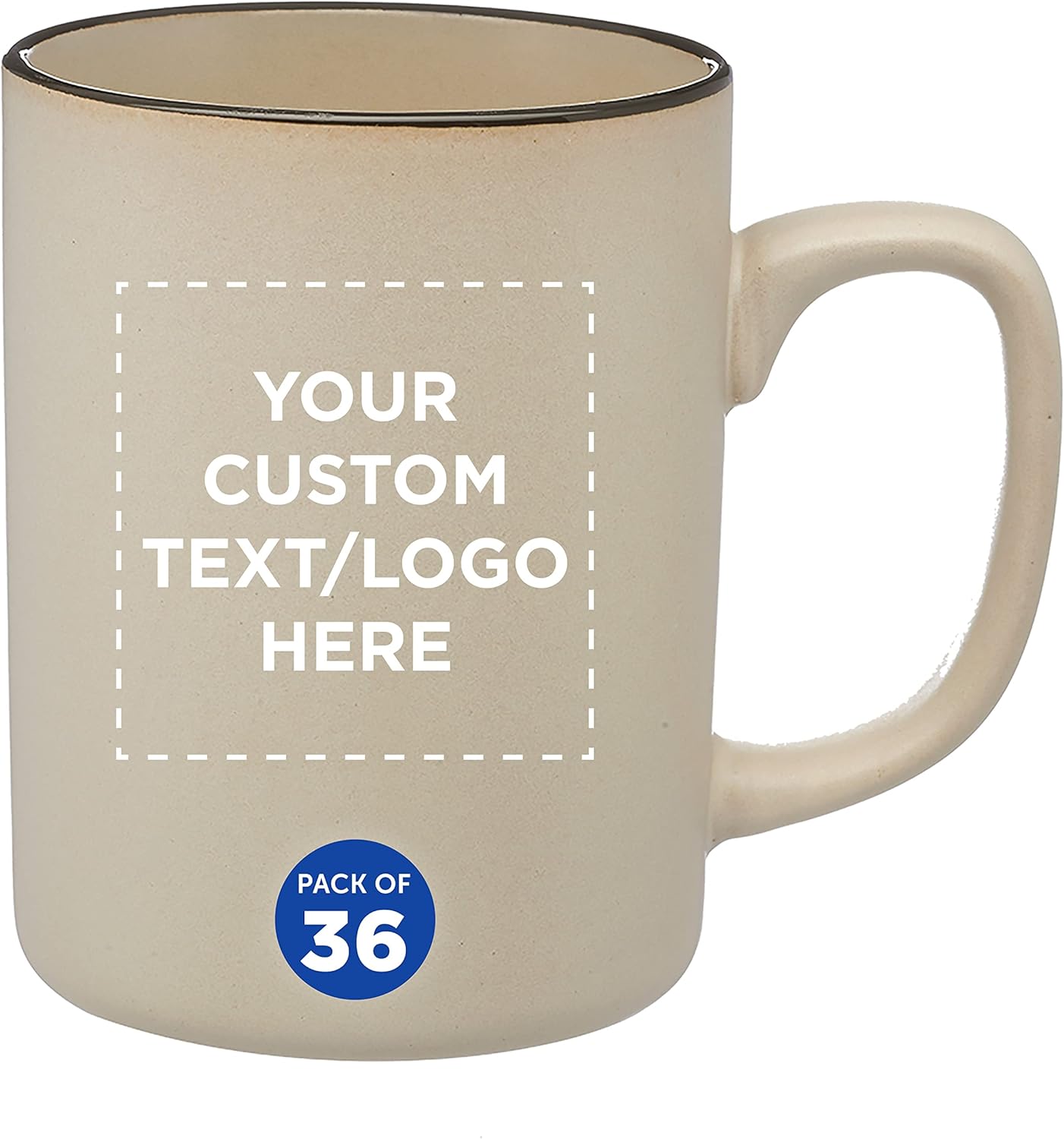 Custom El Grande Matte Ceramic Mugs 20 oz. Set of 36, Personalized Bulk Pack - Perfect for Tea, Espresso, Cappuccino, Hot Cocoa - Beige