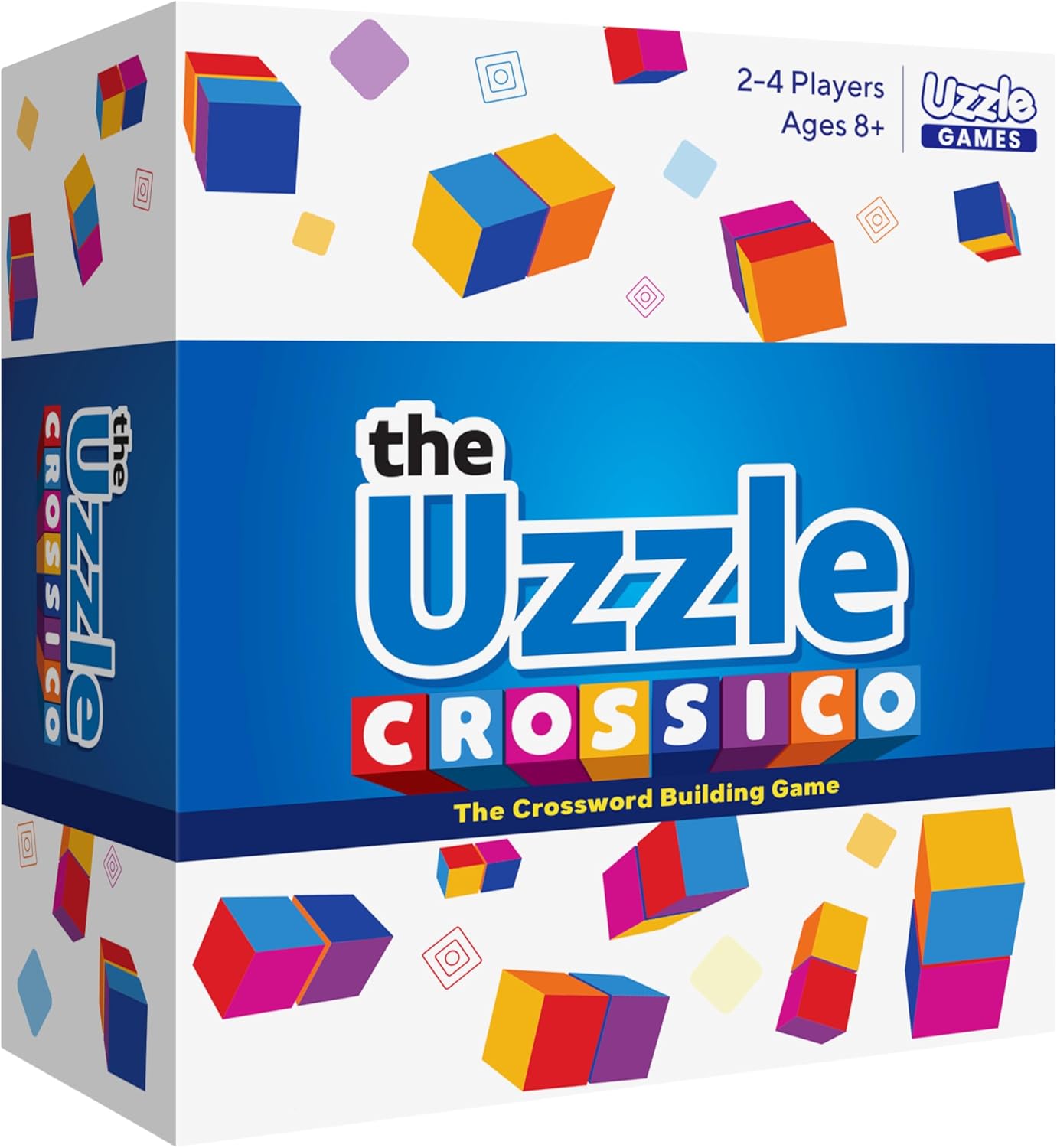Crossico by Uzzle Games - Family Games for Children & Adults, Crossword Puzzle Word Games - A Thrilling Classic Game with a Twist, 2-4 Players, for Ages 8+