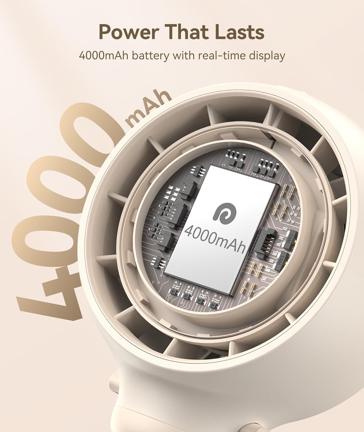 Dreamegg Portable Stroller Fan - 4000mAh Rechargeable Baby Stroller Fan With LED Display, Night Light, Hidden Blade, Detachable 4 Speed 360°Rotate, Handheld Cooling for Crib,Travel, Car Seat, Bedroom