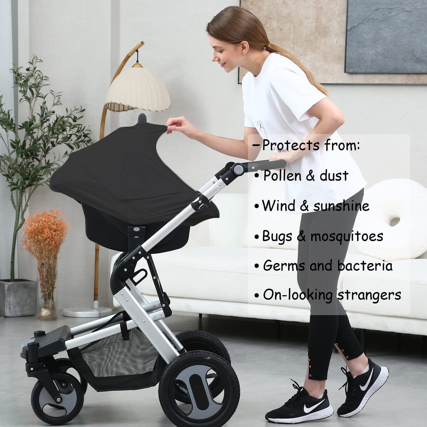 Carseat Covers for Baby Breastfeeding – Multi use Car Seat Canopy Cover, Infant Stroller Canopy Cover for Boy and Girls (Black Print)