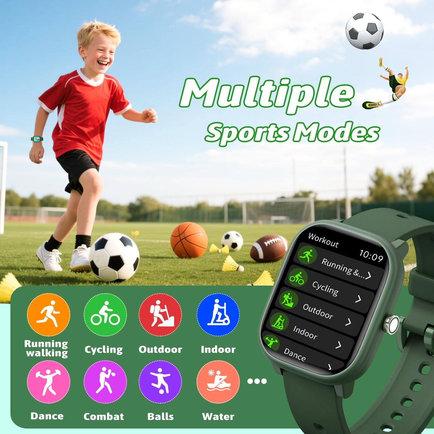 Smart Watch for Kids Girls Boys No APP/Phone Needed, 1.8" IP68 Waterproof Sport Kids Watch Pedometer, Heart Rate, Sleep Monitor, Step Counter, 12 Puzzle Games for Girls Boys Teens 6-16