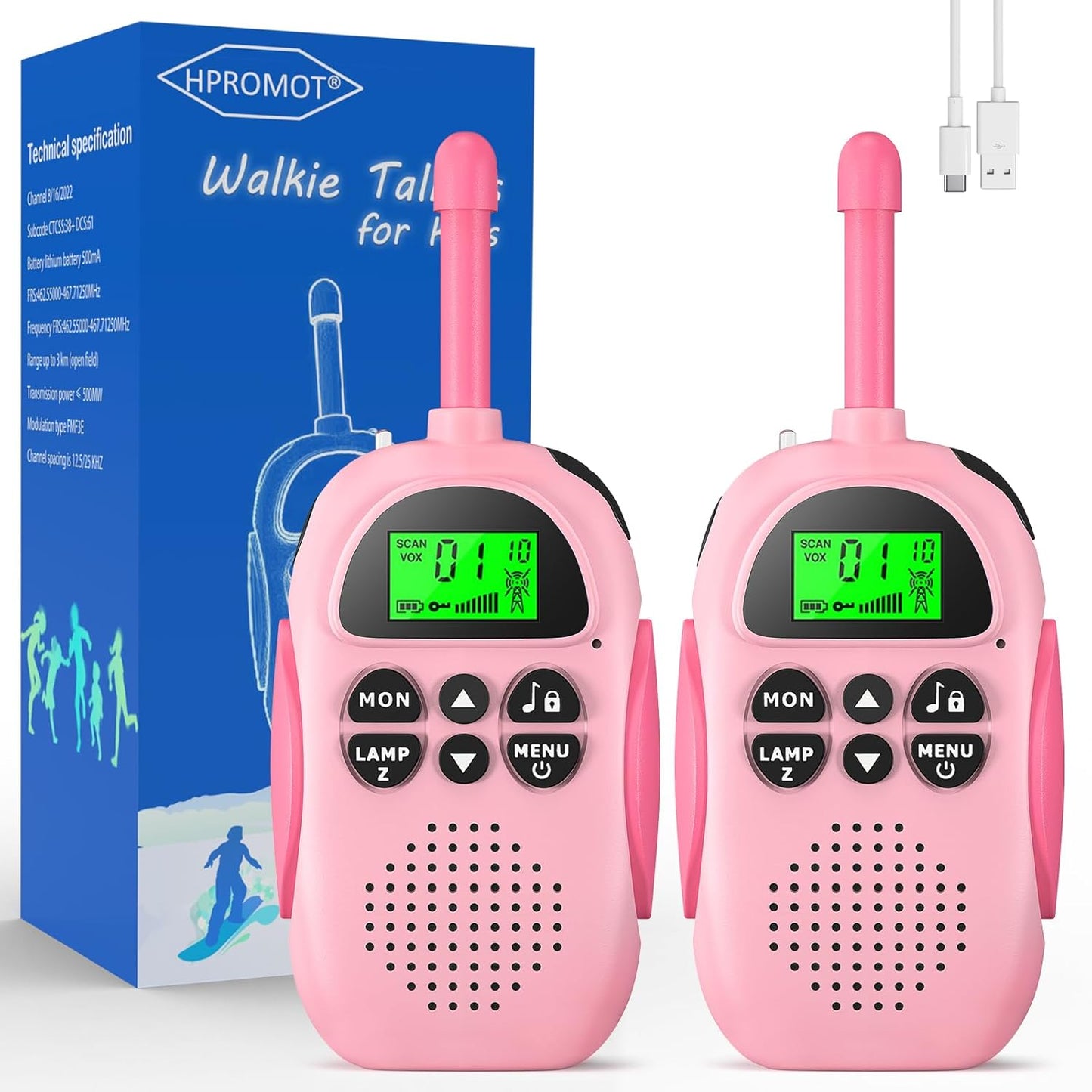 Walkie Talkies for Kids Rechargeable Toys for Ages 5-7 Boys Girls, 22 Channels 2 Way Radio Toy Christmas Birthday Gifts for Girls Boys Ages 3-12 Camping Hiking Outdoor Easter Basket Stuffers