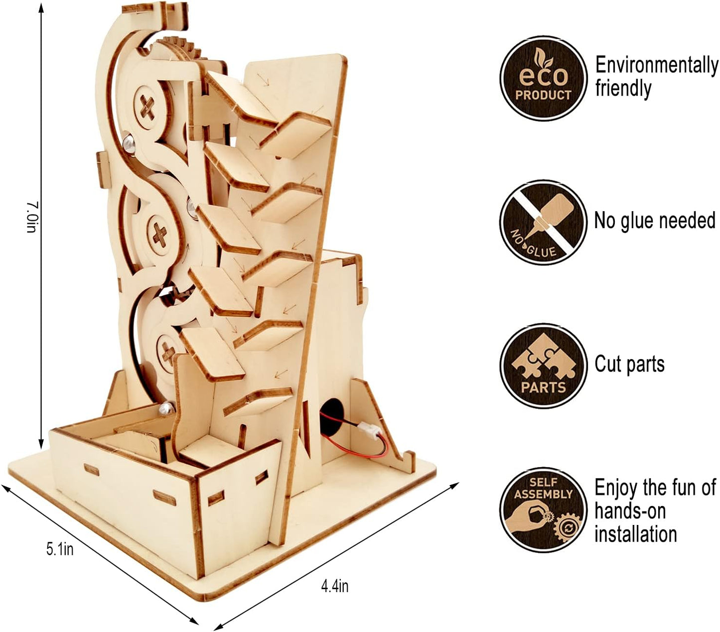Solar 3D Wooden Puzzle Marble Run DIY Model Kit Craft Sets Educational Wood Mechanical Building Toys STEM Science Experiments Projects Birthday Gift for Adult Men Kids