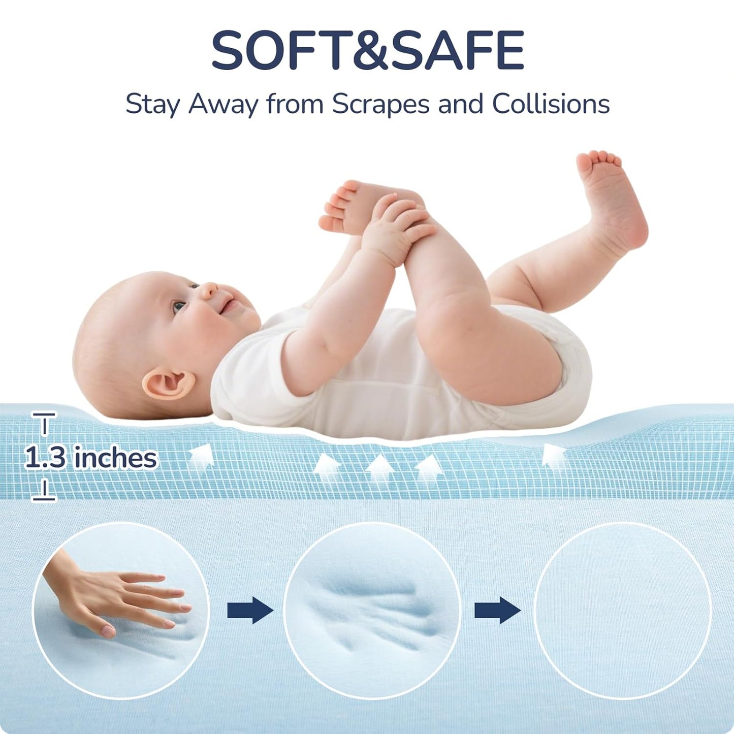 Baby Play Mat for Floor,1.3'' Thick Memory Foam Play Mat,Soft PU Leather Muscle Mat Rug,Cushioned & Waterproof Playpen Mats,Non Slip Crawling Padded Tummy Time Mat for Toddlers,Infants,Kids