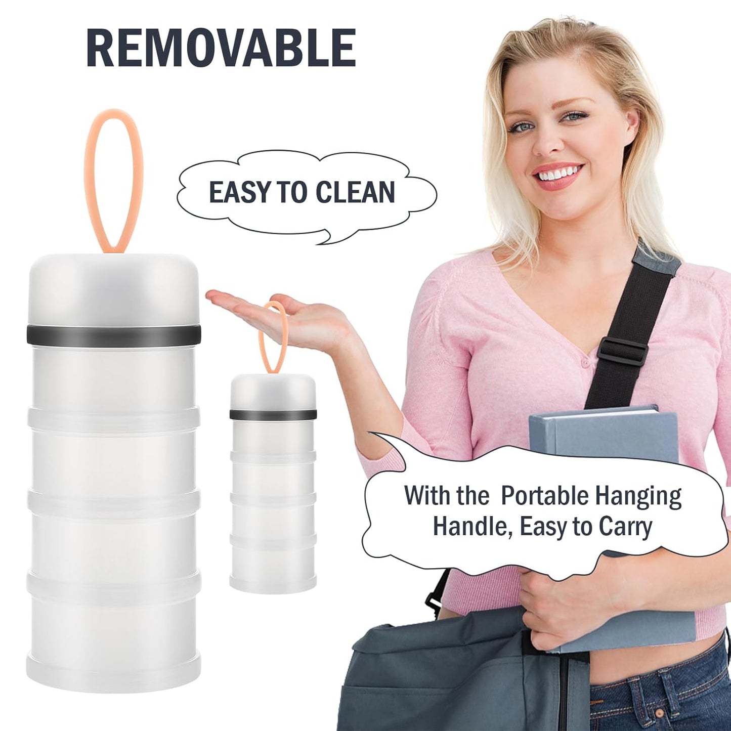 Accmor 2 Pack Baby Formula Dispenser On The Go, Stackable Formula Dispenser Formula Container to Go, Non-Spill Portable Milk Powder Kids Snack Storage Container, BPA Free