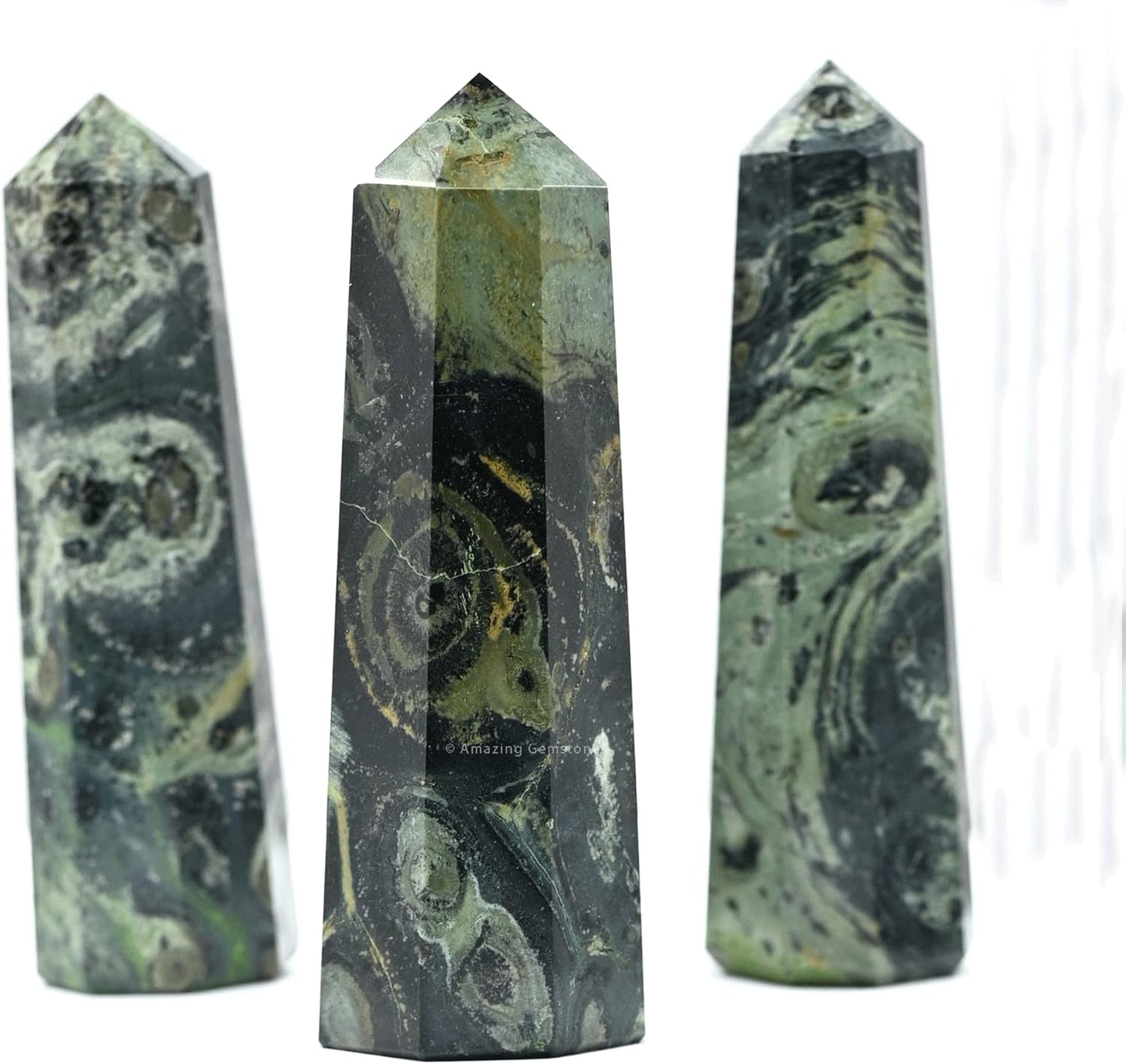 Amazing Gemstone Kambaba Jasper Crystal Towers - Natural Healing Crystal Point Obelisk for Reiki Healing and Crystal Grid (2 Inch to 3 Inch)