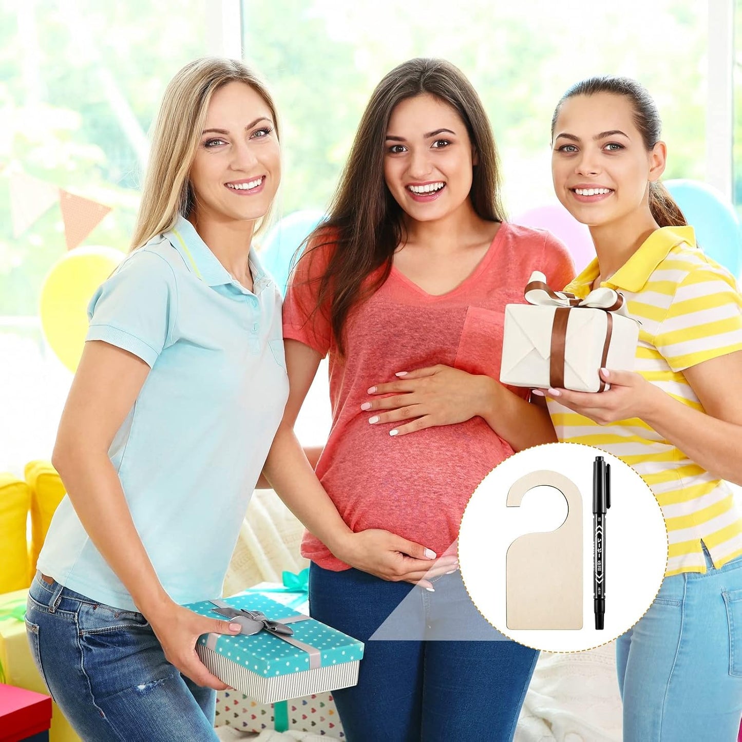 Patelai 25 Pieces Blank Wooden Clothing Rack Divider Closet Blank Organizers Hanger Separators Hanging Closet Divider with Marker Pen for Home Nursery Clothes