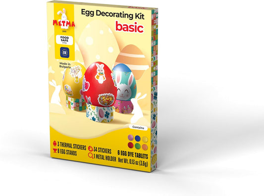 METMA 1999 Egg Decorating Kit Basic - Complete Decorative Eggs Set with Dye Tablets, Stickers, Egg Spinner, and More - Fun Easter Egg Dye Kit Arts and Crafts for Kids