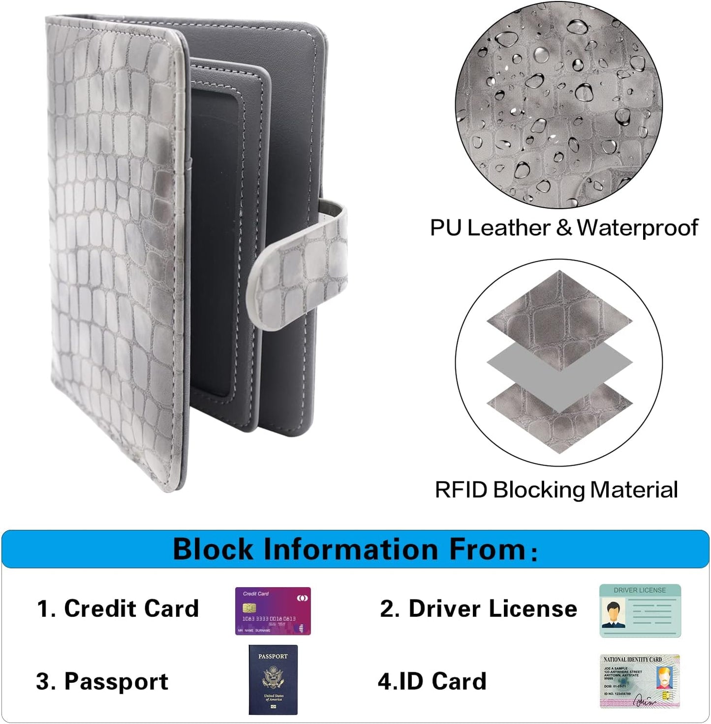 Melsbrinna Rfid Passport Holder for Travel women/Men, Cute Passport Wallet Rfid Blocking Card Slots, Rfid Passport Cover/CaseTravel Wallet, Passport Book Holder (1, Grey)