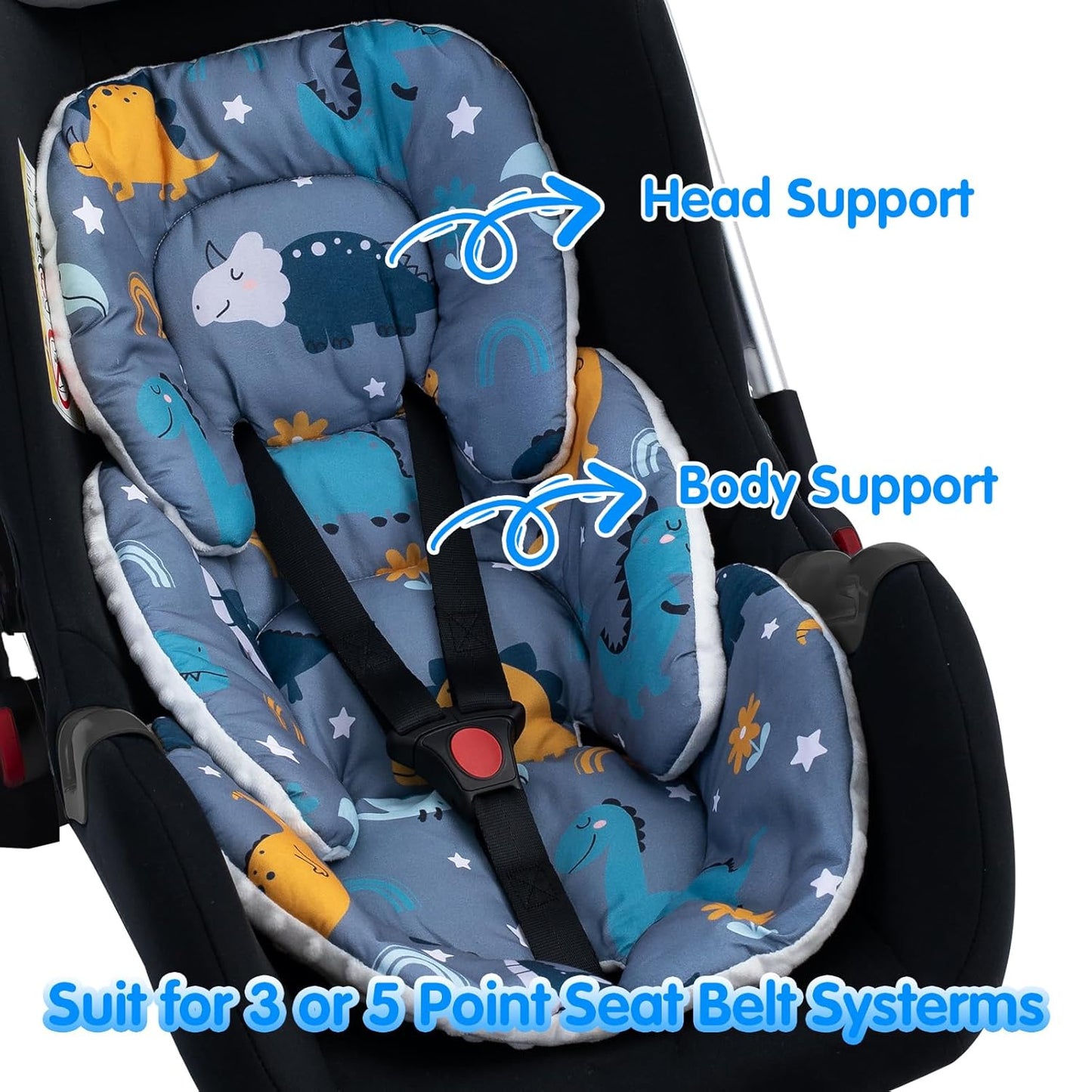 2 in 1 Infant Insert for Carseat, Newborn Car Seat Insert with 3D Mink Dot, Soft Baby Car Seat Head Support for Boys Girls, Breathable Car Seat Cushion for Baby, Stroller Cushion for Swing, Bouncer
