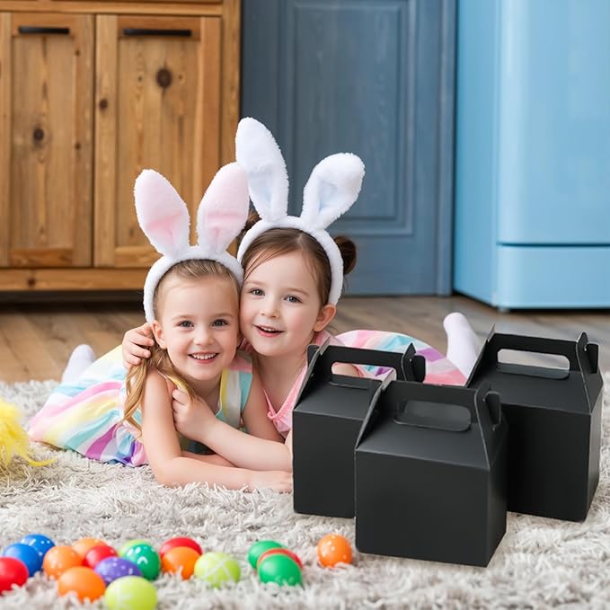 XAGLVV 12 Pack Black Party Favor Boxes (7x3.5x6.6 Inch) - Goodie Gift Boxes for Birthday, Wedding, Baby Shower