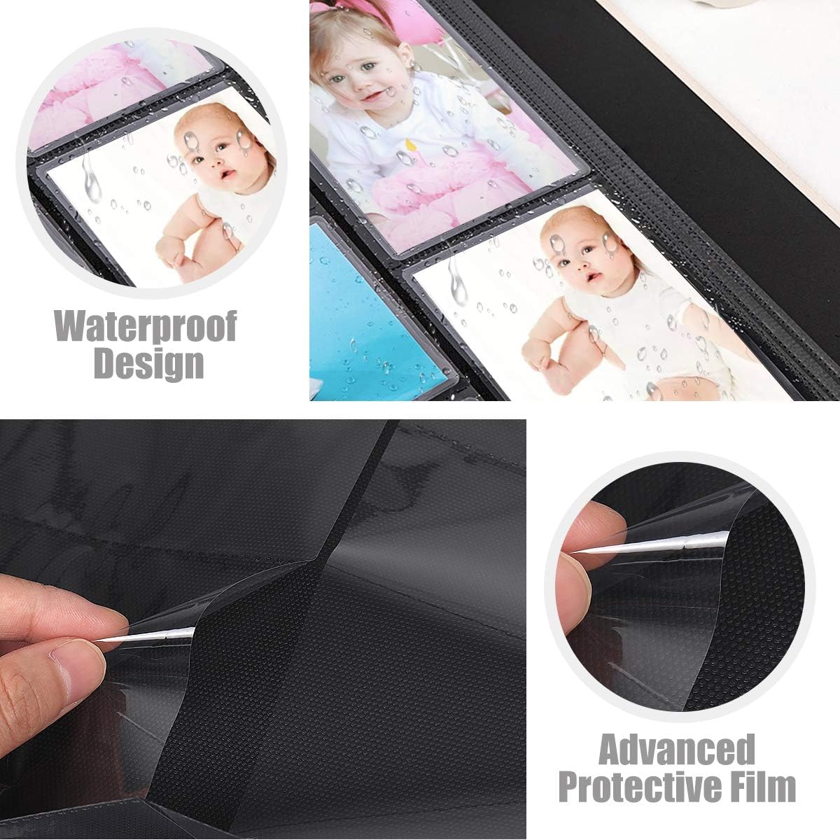 RECUTMS Photo Album 4x6 600 Photos Black Inner Page Button Grain Leather Large Capacity Pockets Pictures Album Birthday Christmas Wedding Anniversary (Orange)