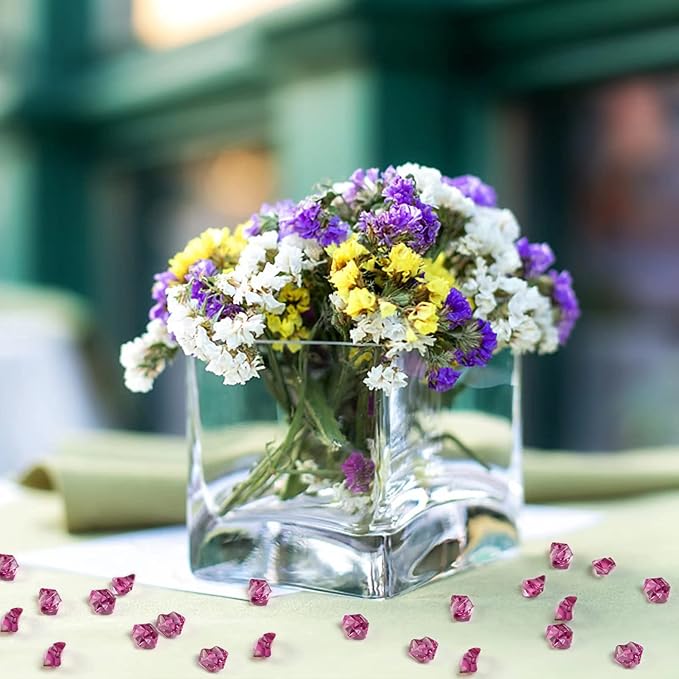 HappyFiller 15 OZ Burgundy Fake Ice Rocks Crystal Acrylic Gem Stone for Glass Vase Fillers,Candle Holder Decor, Wedding Centerpieces,Crafts,Dessert Table Decorative Scatter,Party,Home Accents