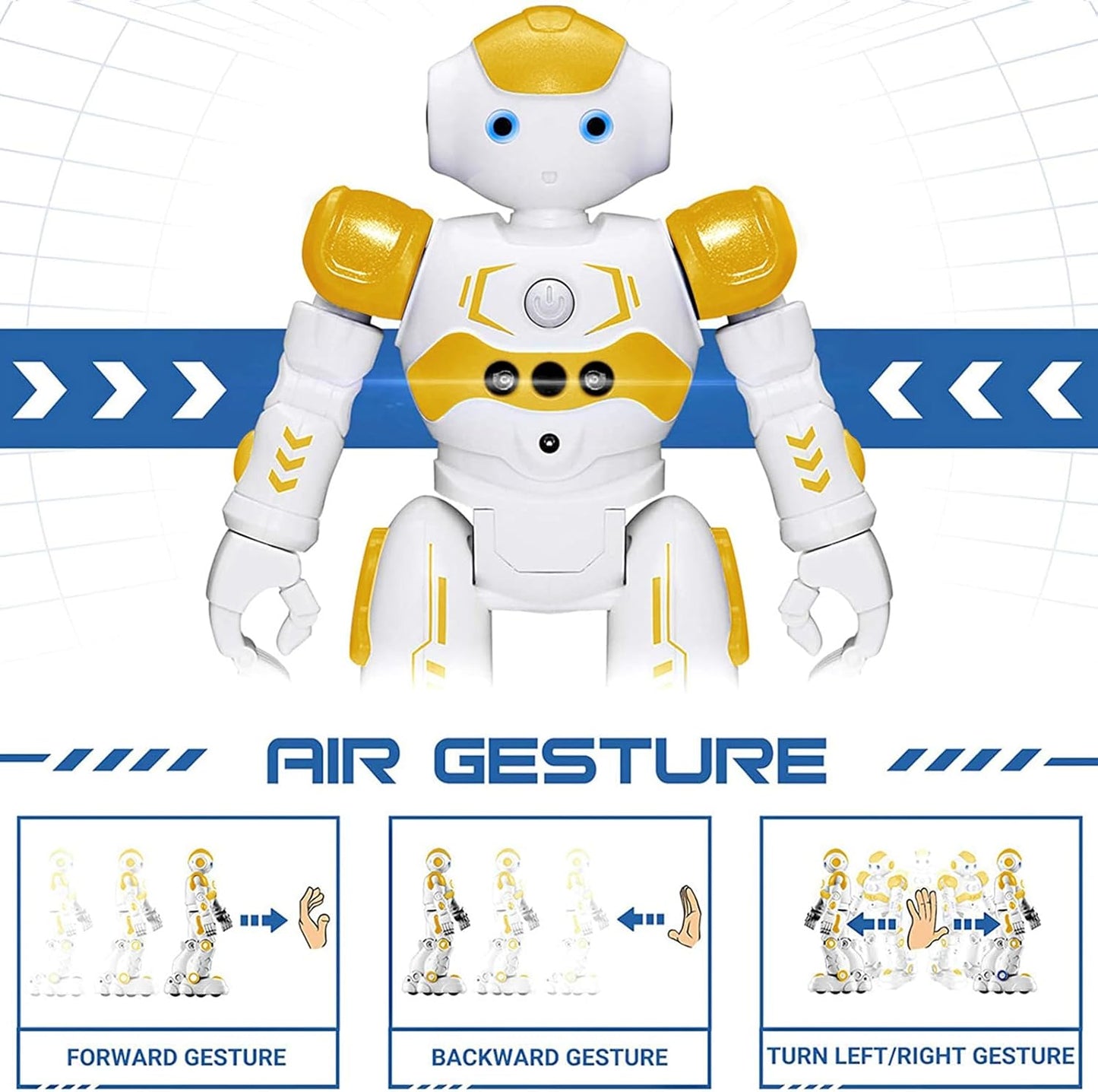 KingsDragon RC Robot Toys for Kids, Gesture & Sensing Programmable Remote Control Smart Robot for Age 3 4 5 6 7 8 Year Old Boys Girls Birthday Gift Present,Yellow