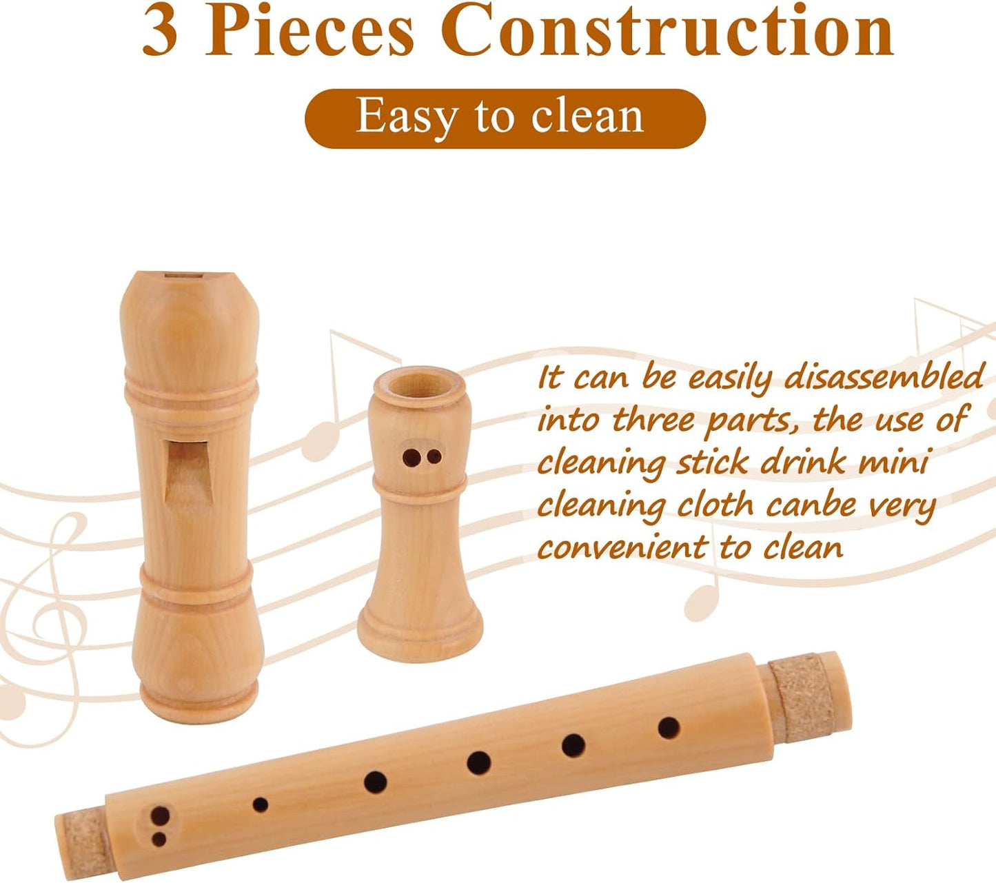 Eastrock Soprano Recorder German fingering C Key Beginners Recorder Instrument for Adults, 3 Piece Recorder With Hard Case（Maple Wood）