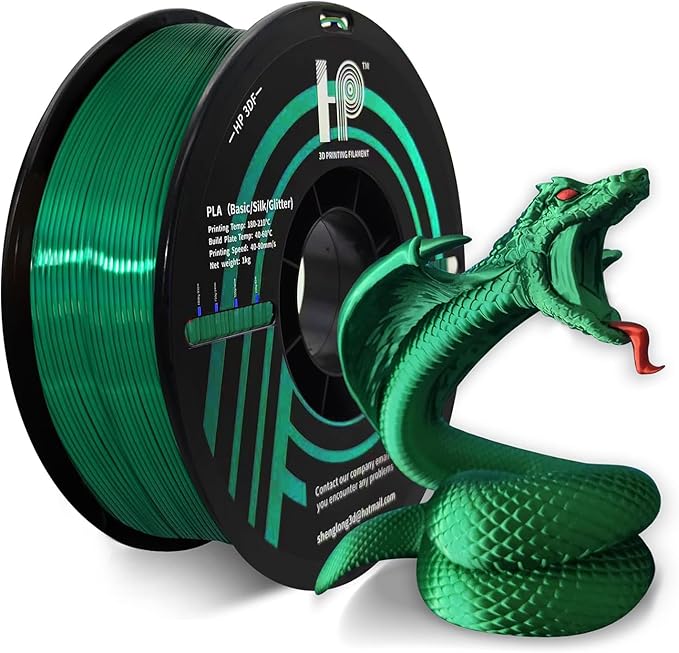 PLA Filament, Silk PLA, 3D Printer Filament, PLA Filament 1.75mm Dimensional Accuracy +/- 0.02mm, 1KG Spool (2.2 lbs), Fit Most FDM Printer (Silk Green)