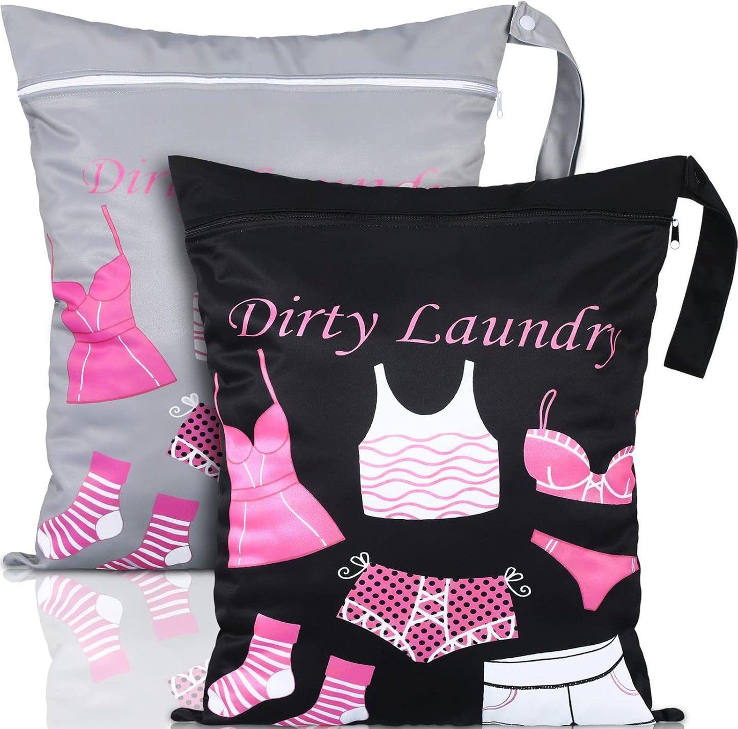 Shappy 2 Pcs Large Travel Laundry Bag Washable Waterproof Wet Dry Large Dirty Clothes Bag Bathing Workout(Dress Style)