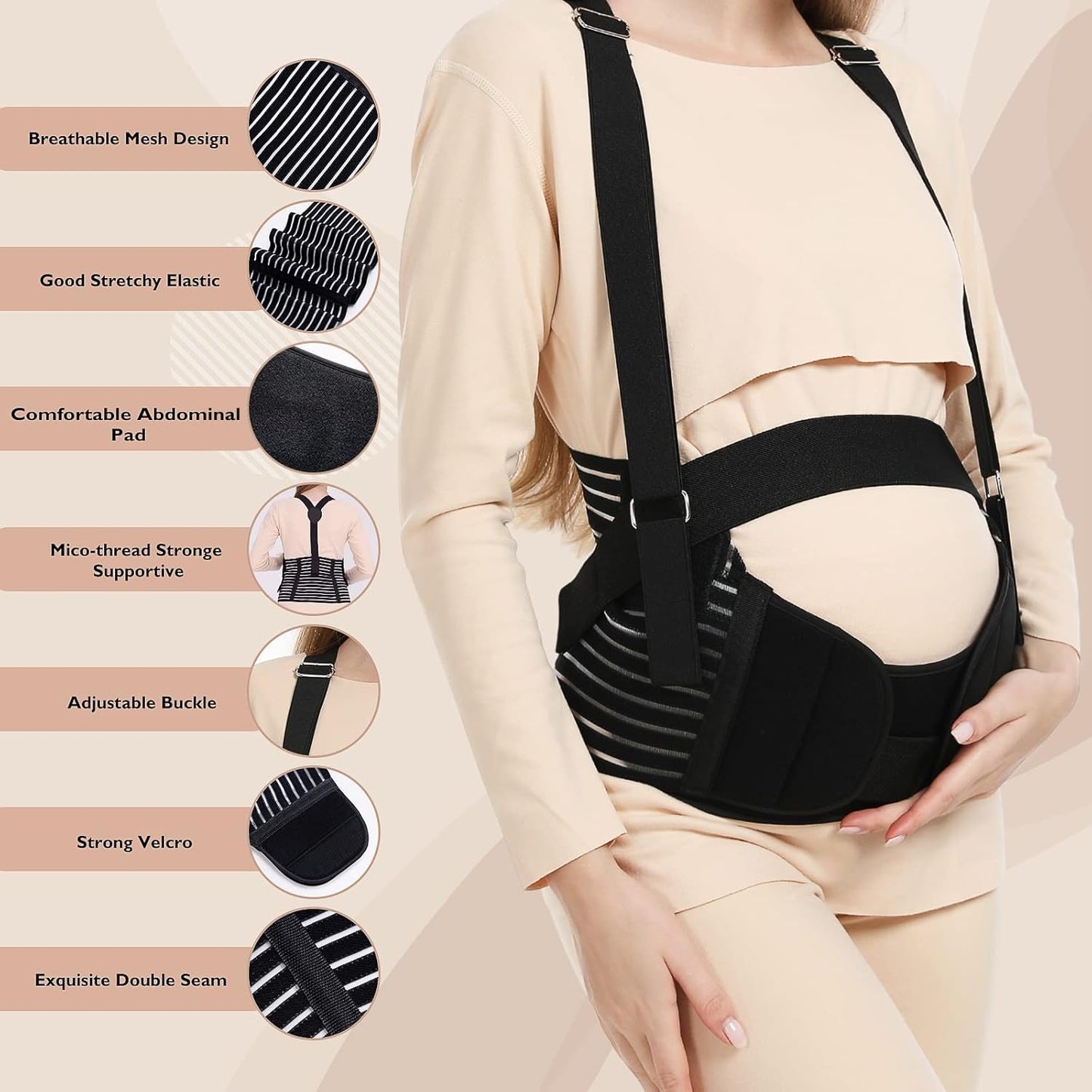 Belly Bands For Pregnant Women - Maternity Belt Pregnancy Support - Breathable Abdominal Binder, Back Support, Multiple Sizes And Colors For All Stages Of Pregnancy & Postpartum