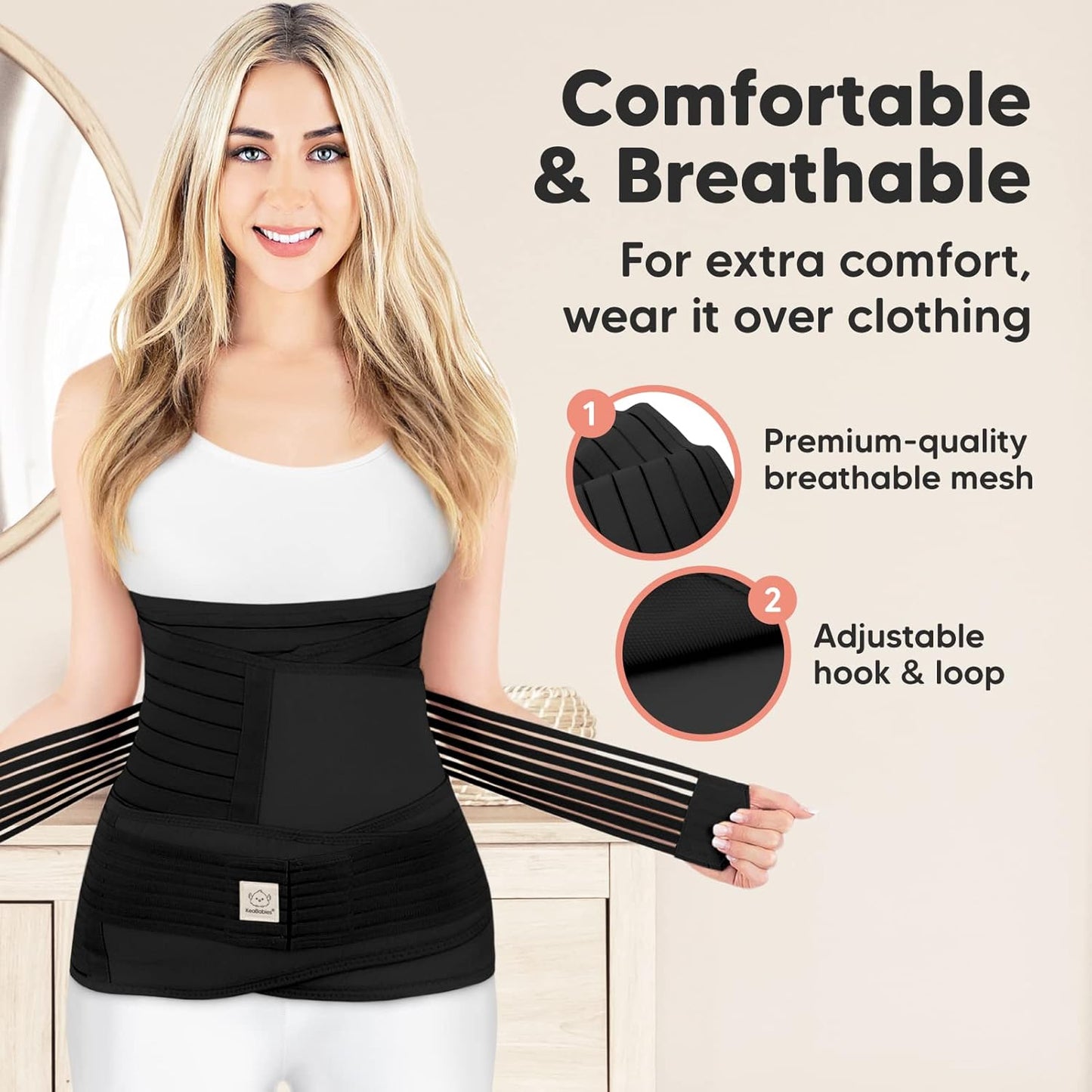 3 in 1 Postpartum Belly Support Recovery Wrap – Postpartum Belly Band, After Birth Brace, Slimming Girdles, Body Shaper Waist Shapewear, Post Surgery Pregnancy Belly Support Band (Midnight Black, XL)