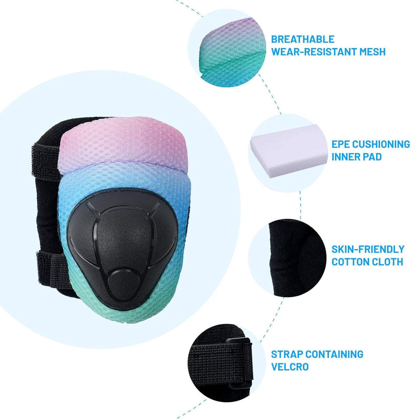 Knee Pads Elbow Pads Wrist Guards Set for Kids,Upgraded Protective Gear for Toddle 4-12 Boys or Girls Children Roller Skating Scooter Skateboarding Bike Roller Blade