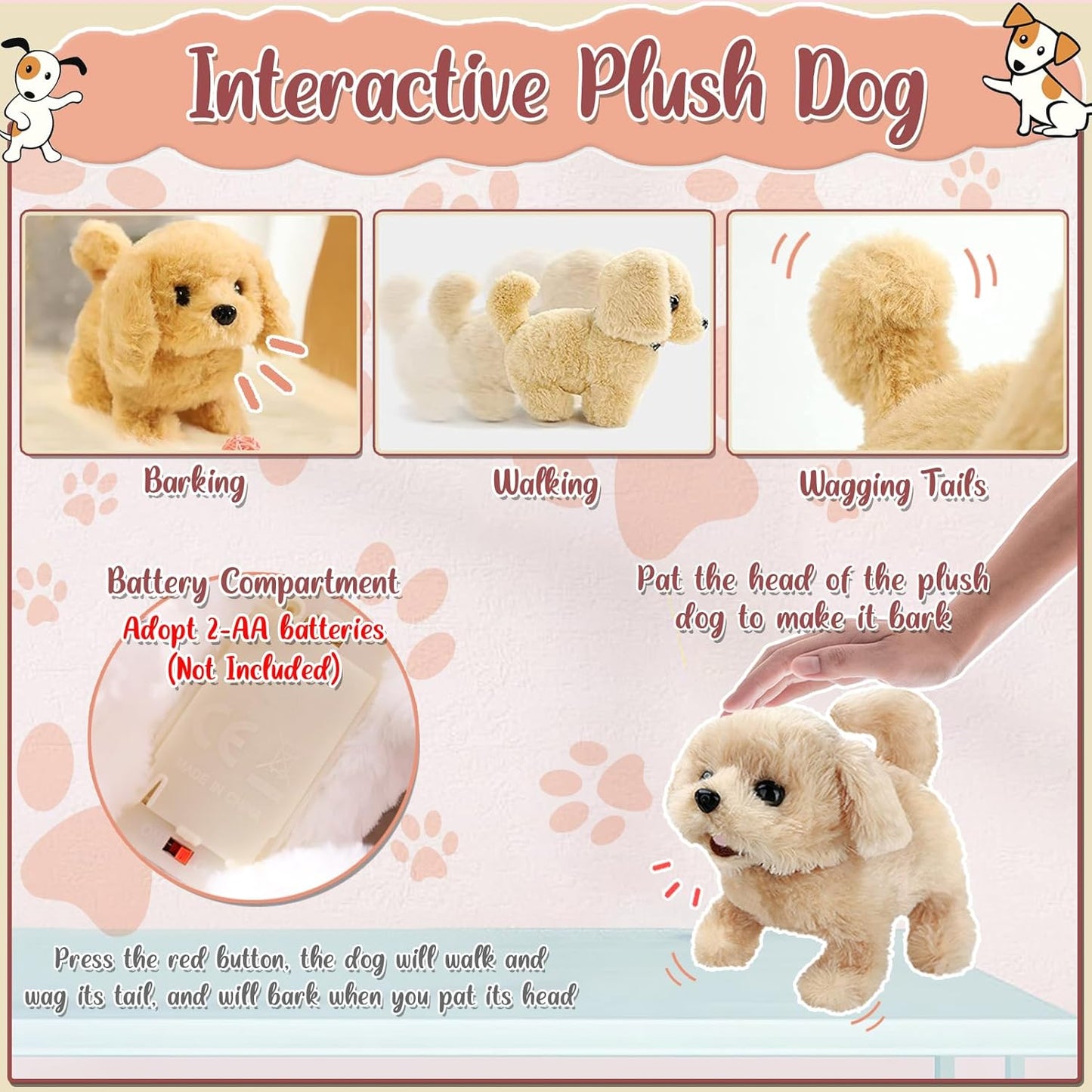 TEUVO Pet Care Play Set Robot Dog Toys for Kids 12Pcs Puppy Dog Toy Pet Walk Grooming Vet Toys Set with Interactive Electric Dog Plush & Cage Pretend Play Gifts for Girls Toddlers 3 4 5 6 7 8 Year Old