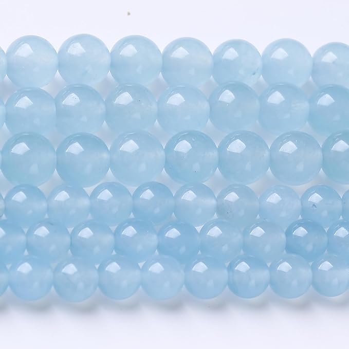 Ice Blue Chalcedony Stone Beads Gemstone Round Crystal Energy Jade Beads Stone Beads for Jewelry Making DIY Bracelet Necklace Jewelry Making 1 Strand 15.5inch 4MM