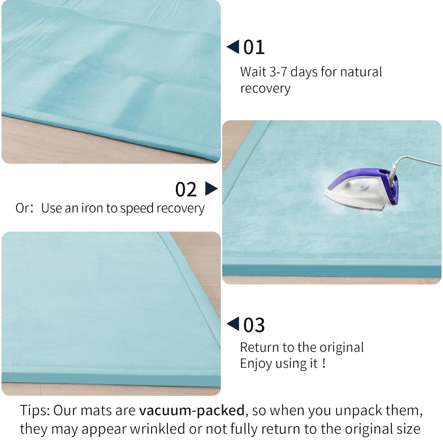 ACOMOPACK Baby Play Mat for Floor 1.3" Thick Memory Foam Play Mat 59"×71" Tummy Time Crawling with Non-Slip Bottom for Living Room,Nursery,Soft Velvet Playpen Mats for Kids,Infants（Light Blue）