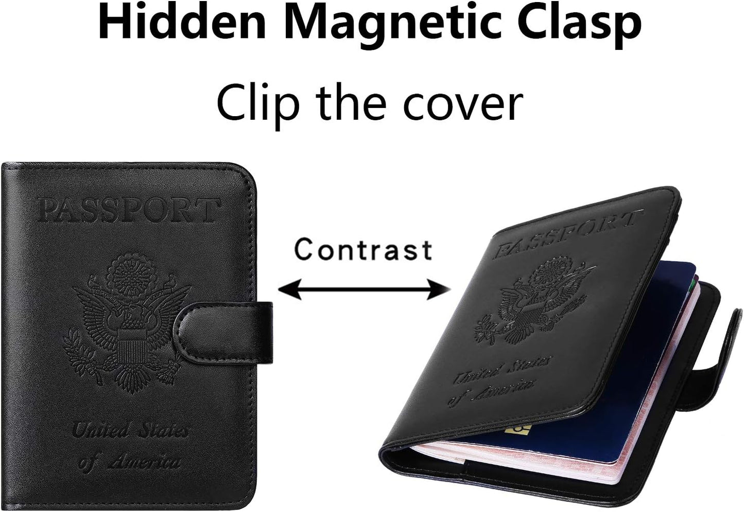Passport Holder Cover Wallet RFID Blocking Leather Card Case Travel Accessories for Women Men (Black)