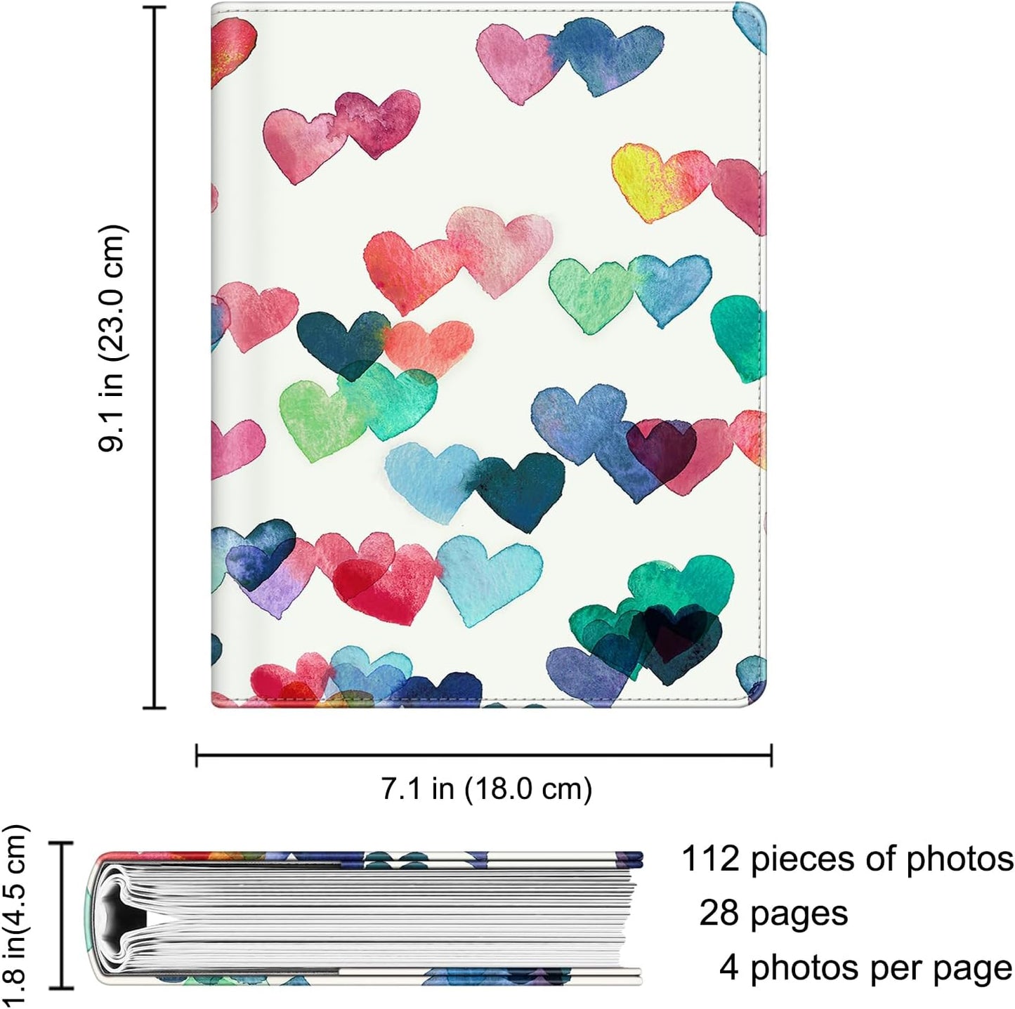 Fintie Photo Album for 4x6 Photos - 112 Pockets Vegan Leather Cover Memory Albums Book for Birthday Family Anniversary Vacation Pictures, Raining Hearts