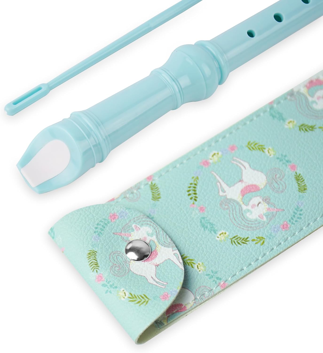 Recorder Instrument for Beginner Kids Adults,8-Hole Soprano Descant Recorder Music Flute with with Cleaning Rod & Leather Case For School Student Home Entertainment(2-Green Unicorn)