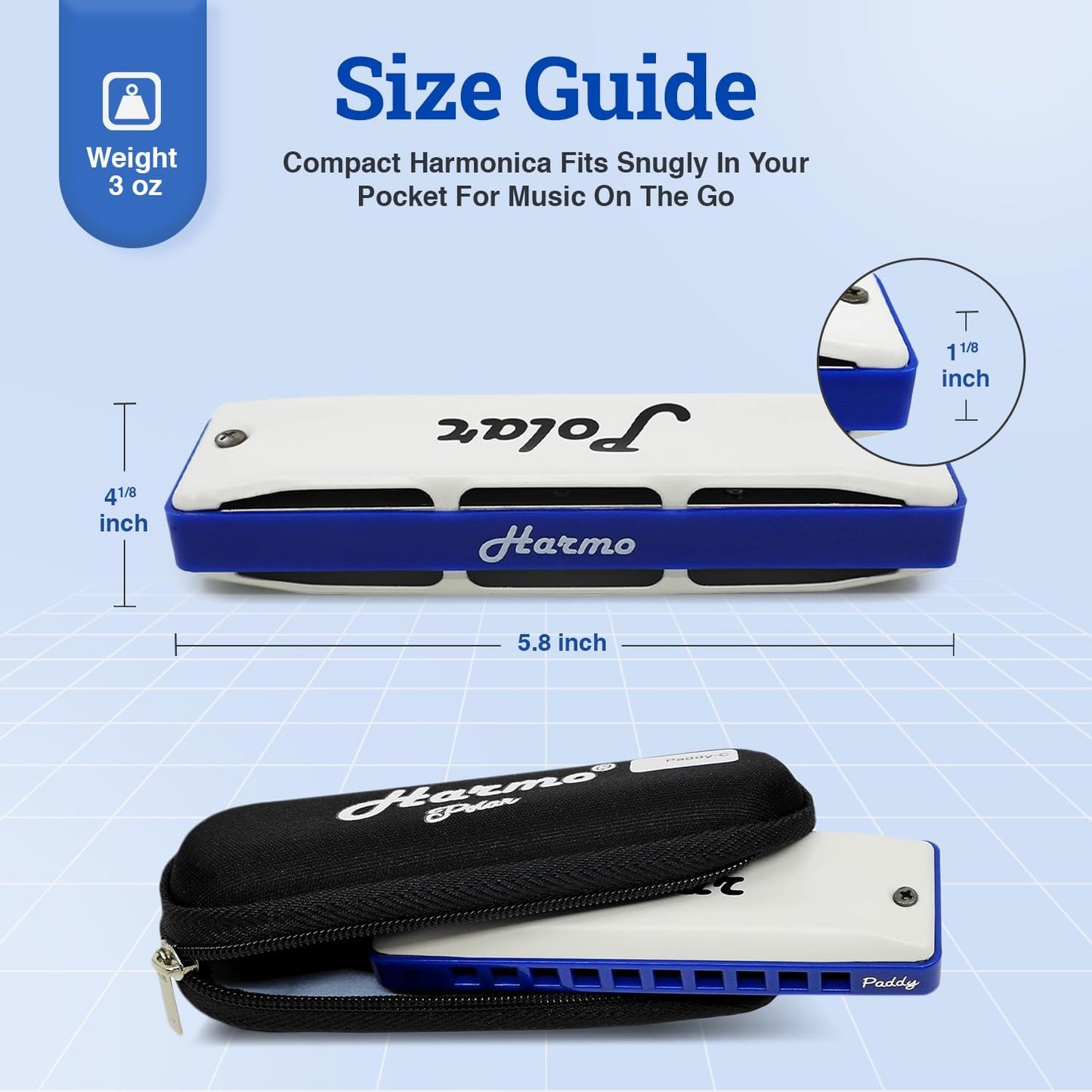 Harmo Polar Diatonic Harmonica Key of E, Paddy Richter Tuning - Specialized for Irish, Bluegrass, Celtic, and Folk Music, Mouth Organ With Case, Harmonica for Kids, Adults, Beginners & Professionals