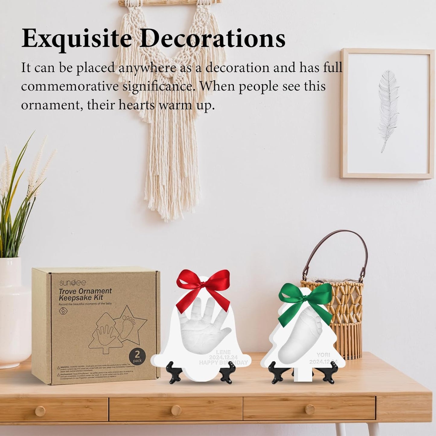 Baby Handprint Footprint Keepsake Ornament Kit, Personalized Baby Foot Printing Kit for Newborn Clay Impression Handmade DIY Imagination to Create