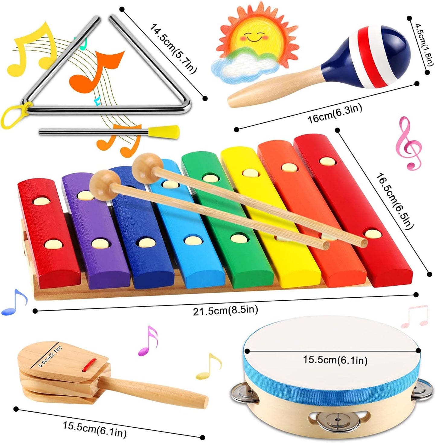 LOOIKOOS Baby Musical Instruments Montessori Wooden Toys for Toddlers 1-3,Percussion Instruments Set for Kids Preschool Educational Musical Toys for Boys and Girls Gifts