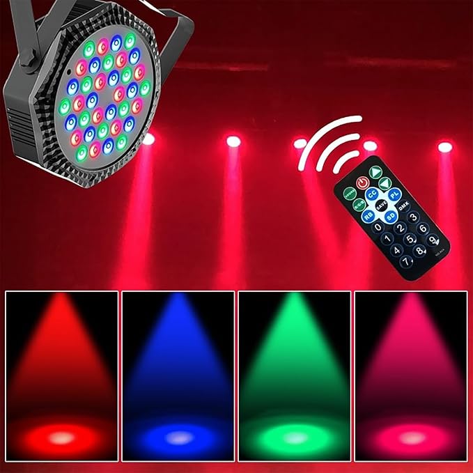 Yiixuyo-LED Par Lights DJ Stage Light Corded RGB 36 LED with Sound Activated Control DJ Uplighting for Wedding Party Club Christmas Stage Lighting - 4Pack
