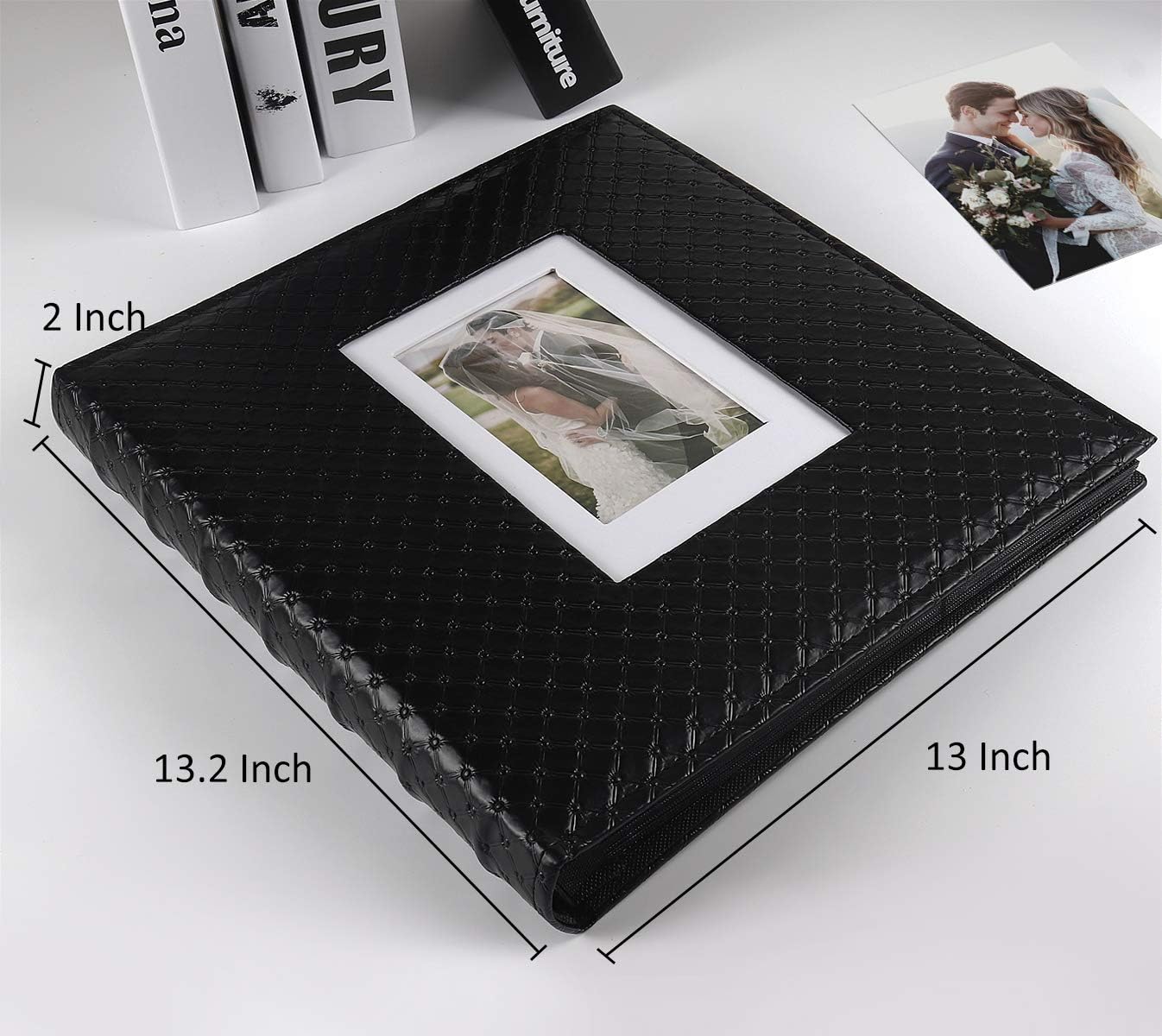 RECUTMS Photo Album 4x6 Holds 500 Photos Black Inner Page Button Grain Leather Larger Capacity Horizontal and Vertical Photos Wedding Pictures Album Birthday Christmas Baby Family Photo Book(Black)