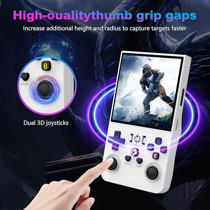 R36MAX Retro Handheld Game Console, 4.0 Inch 720x720 IPS Screen, Built-in 22,000+ Classic Game, Portable Hand Held Open Source Linux System, 4000mAh Battery Retro Gaming Console (White 128GB)